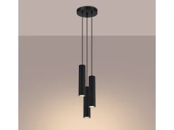 Lámpara colgante Gloow minimalista de aluminio - 3 fuentes luminosas 4000K - L.19,5 x A.108 cm - negro
