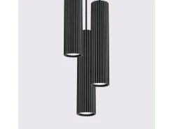 Lámpara colgante Gloow minimalista de aluminio - 3 fuentes luminosas 4000K - L.19,5 x A.108 cm - negro