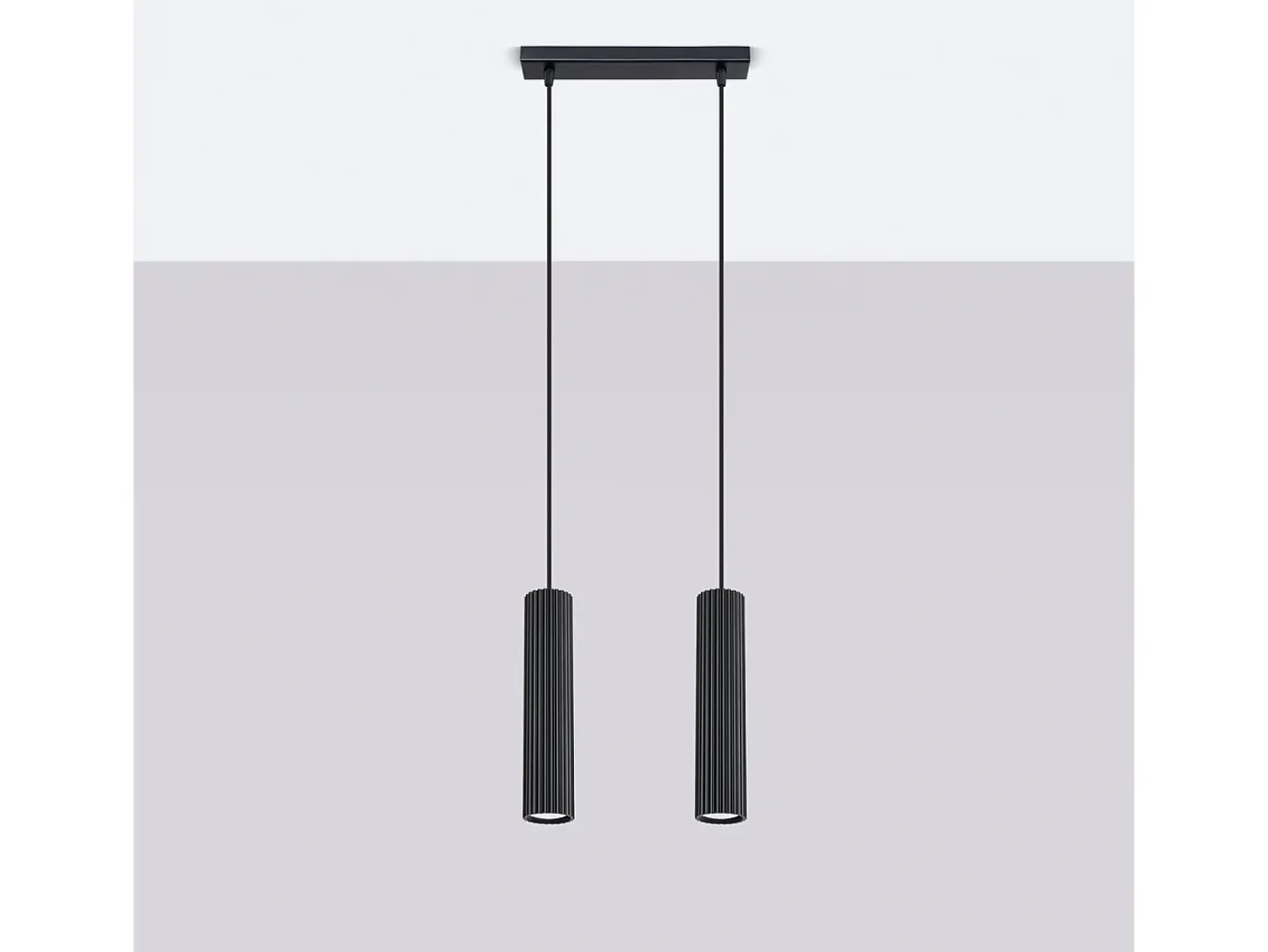 Lámpara colgante Gloow minimalista de aluminio - 2 fuentes luminosas 3000K - L.30 x A.90 cm - negro