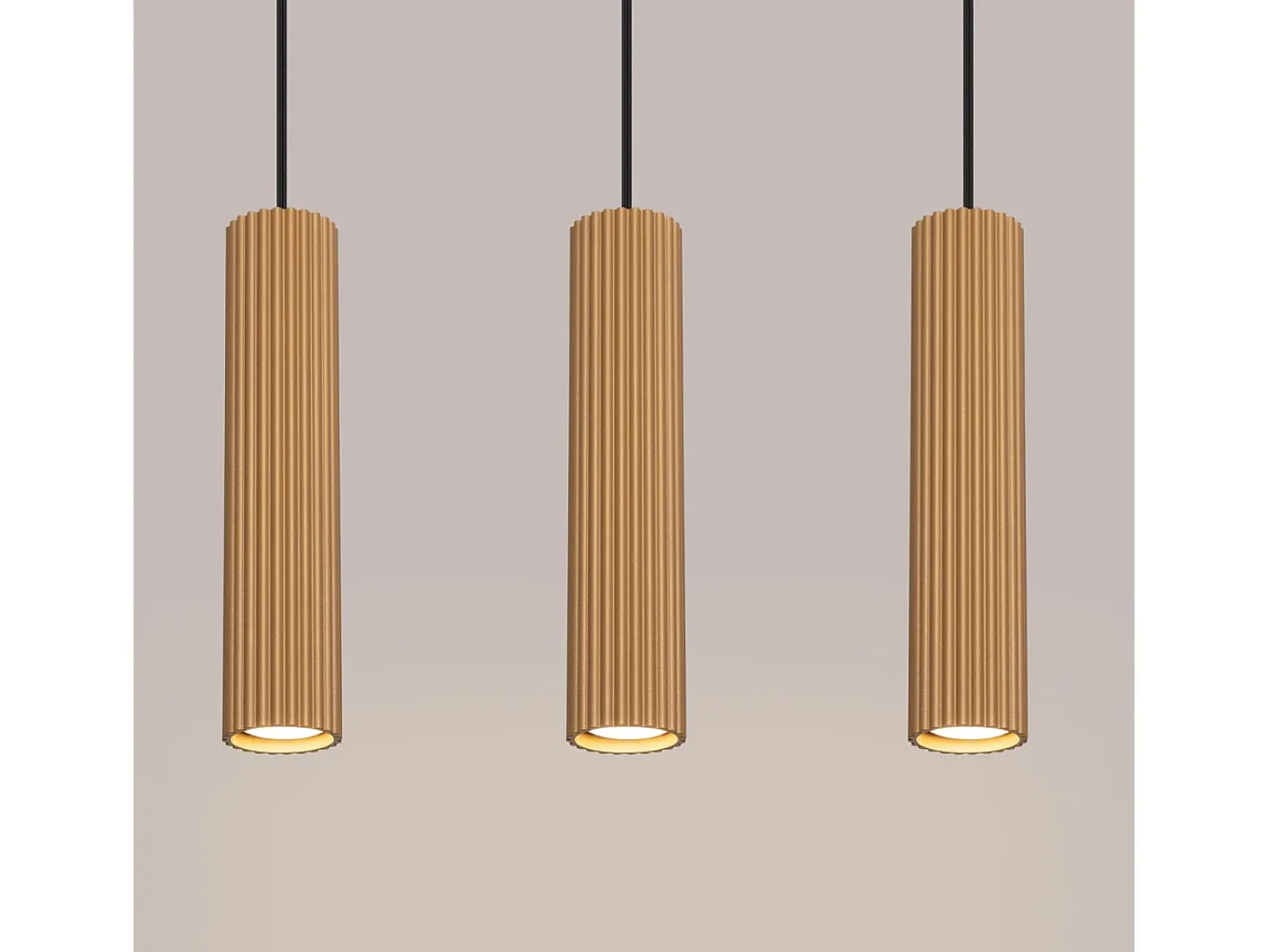 Lámpara colgante Gloow minimalista de aluminio - 3 fuentes luminosas 3000K - L.45 x A.98 cm - dorado