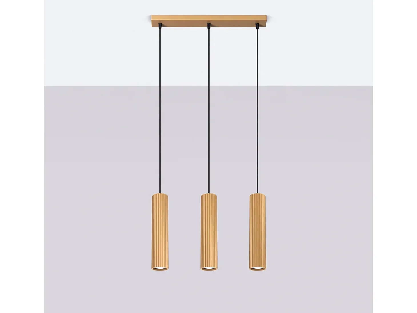 Lámpara colgante Gloow minimalista de aluminio - 3 fuentes luminosas 3000K - L.45 x A.98 cm - dorado