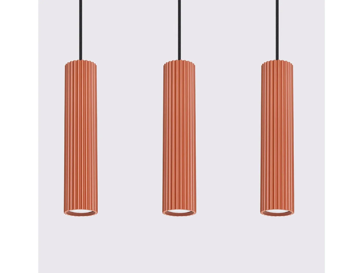 Lámpara colgante Gloow minimalista de aluminio - 3 fuentes luminosas 4000K - L.45 x A.98 cm - ocre rojo