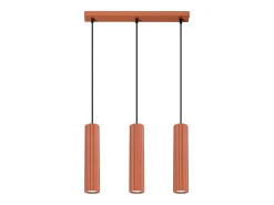 Lámpara colgante Gloow minimalista de aluminio - 3 fuentes luminosas 4000K - L.45 x A.98 cm - ocre rojo