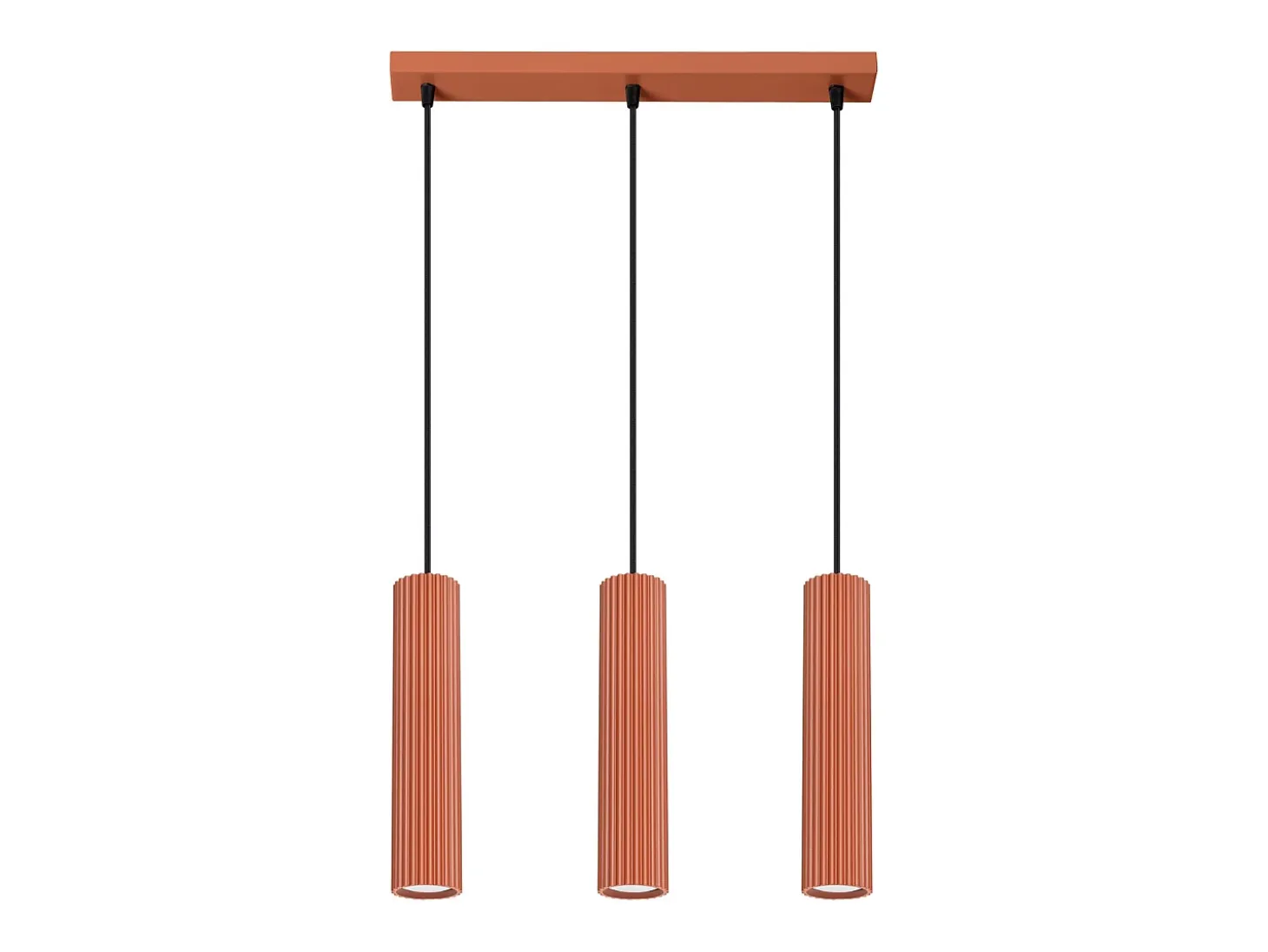 Lámpara colgante Gloow minimalista de aluminio - 3 fuentes luminosas 4000K - L.45 x A.98 cm - ocre rojo