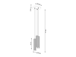 Lámpara colgante Gloow minimalista de aluminio - 3 fuentes luminosas 3000K - L.19,5 x A.108 cm - beige