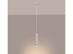 Lámpara colgante Gloow minimalista de aluminio - 1 fuentes luminosas 4000K - L.8 x A.118 cm - beige