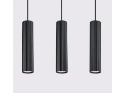 Lámpara colgante Gloow minimalista de aluminio - 3 fuentes luminosas 3000K - L.45 x A.98 cm - negro