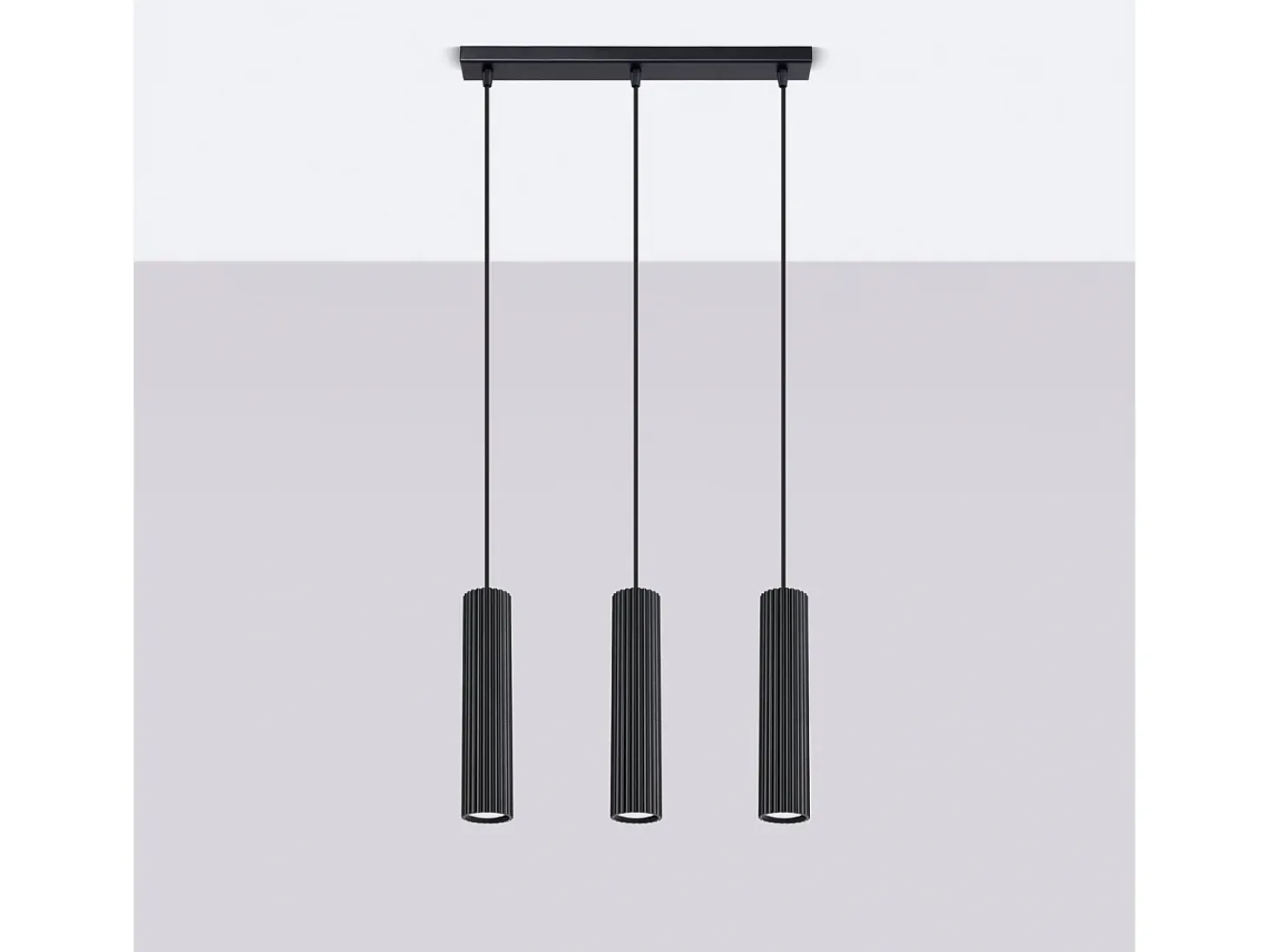 Lámpara colgante Gloow minimalista de aluminio - 3 fuentes luminosas 3000K - L.45 x A.98 cm - negro