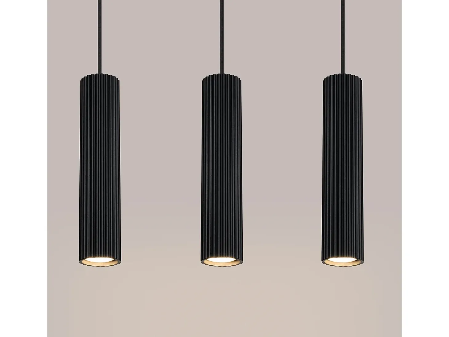 Lámpara colgante Gloow minimalista de aluminio - 3 fuentes luminosas 3000K - L.45 x A.98 cm - negro