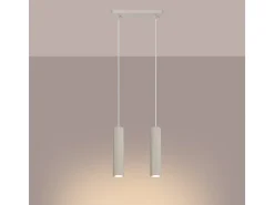 Lámpara colgante Gloow minimalista de aluminio - 2 fuentes luminosas 4000K - L.30 x A.90 cm - beige