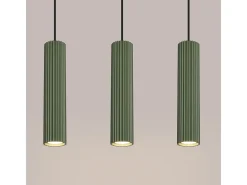 Lámpara colgante Gloow minimalista de aluminio - 3 fuentes luminosas 4000K - L.45 x A.98 cm - verde oliva