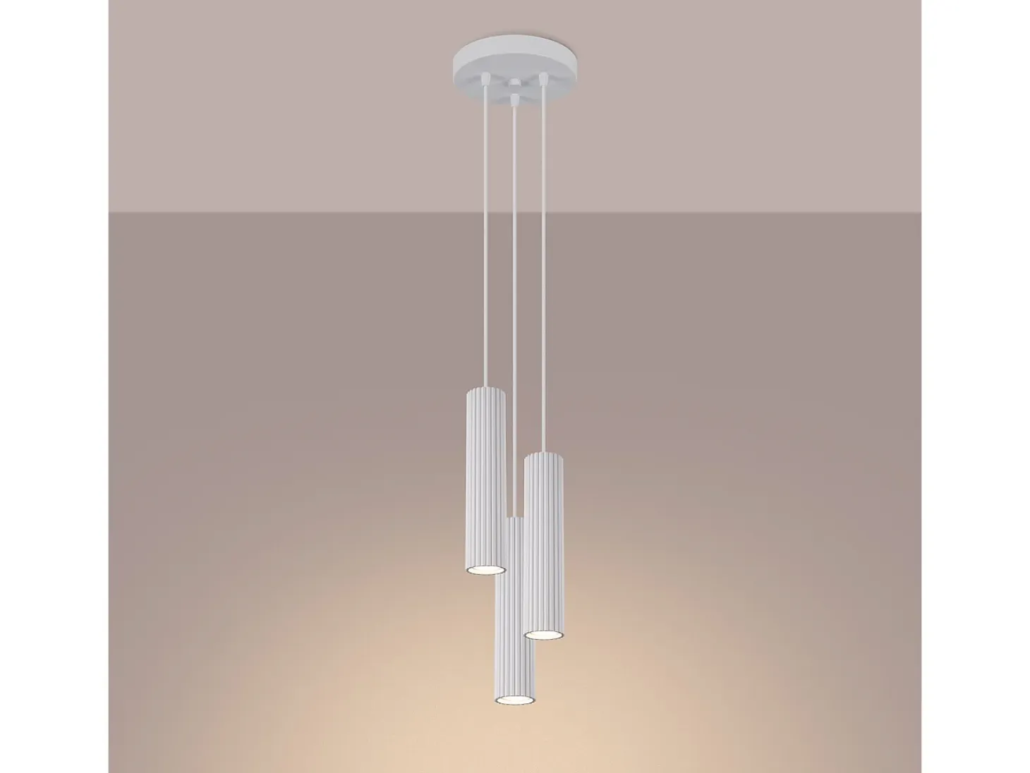 Lámpara colgante Gloow minimalista de aluminio - 3 fuentes luminosas 4000K - L.19,5 x A.108 cm - blanco