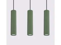 Lámpara colgante Gloow minimalista de aluminio - 3 fuentes luminosas 3000K - L.45 x A.98 cm - verde oliva