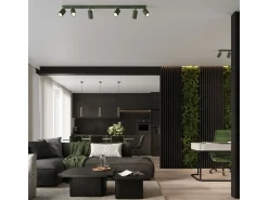 Lámpara colgante Gloow minimalista de aluminio - 1 fuentes luminosas 4000K - L.8 x A.118 cm - verde oliva