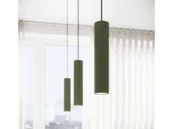 Lámpara colgante Gloow minimalista de aluminio - 1 fuentes luminosas 4000K - L.8 x A.118 cm - verde oliva