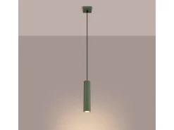 Lámpara colgante Gloow minimalista de aluminio - 1 fuentes luminosas 4000K - L.8 x A.118 cm - verde oliva