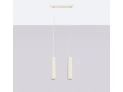 Lámpara colgante Gloow minimalista de aluminio - 2 fuentes luminosas 3000K - L.30 x A.90 cm - beige