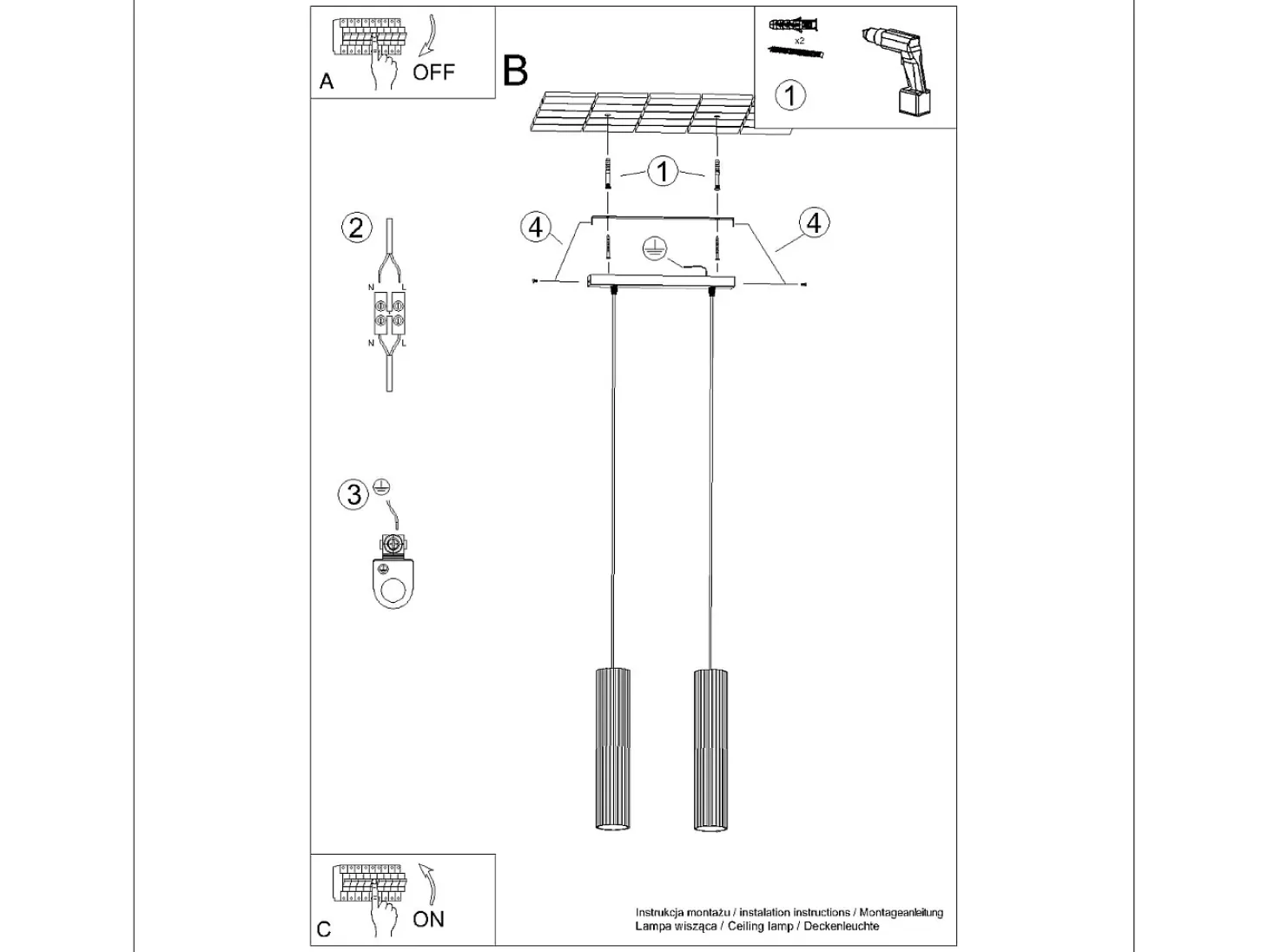 Lámpara colgante Gloow minimalista de aluminio - 2 fuentes luminosas 3000K - L.30 x A.90 cm - dorado