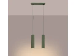 Lámpara colgante Gloow minimalista de aluminio - 2 fuentes luminosas 4000K - L.30 x A.90 cm - verde oliva
