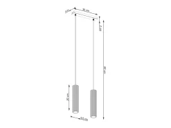 Lámpara colgante Gloow minimalista de aluminio - 2 fuentes luminosas 4000K - L.30 x A.90 cm - verde oliva