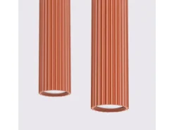 Lámpara colgante Gloow minimalista de aluminio - 2 fuentes luminosas 3000K - L.30 x A.90 cm - ocre rojo