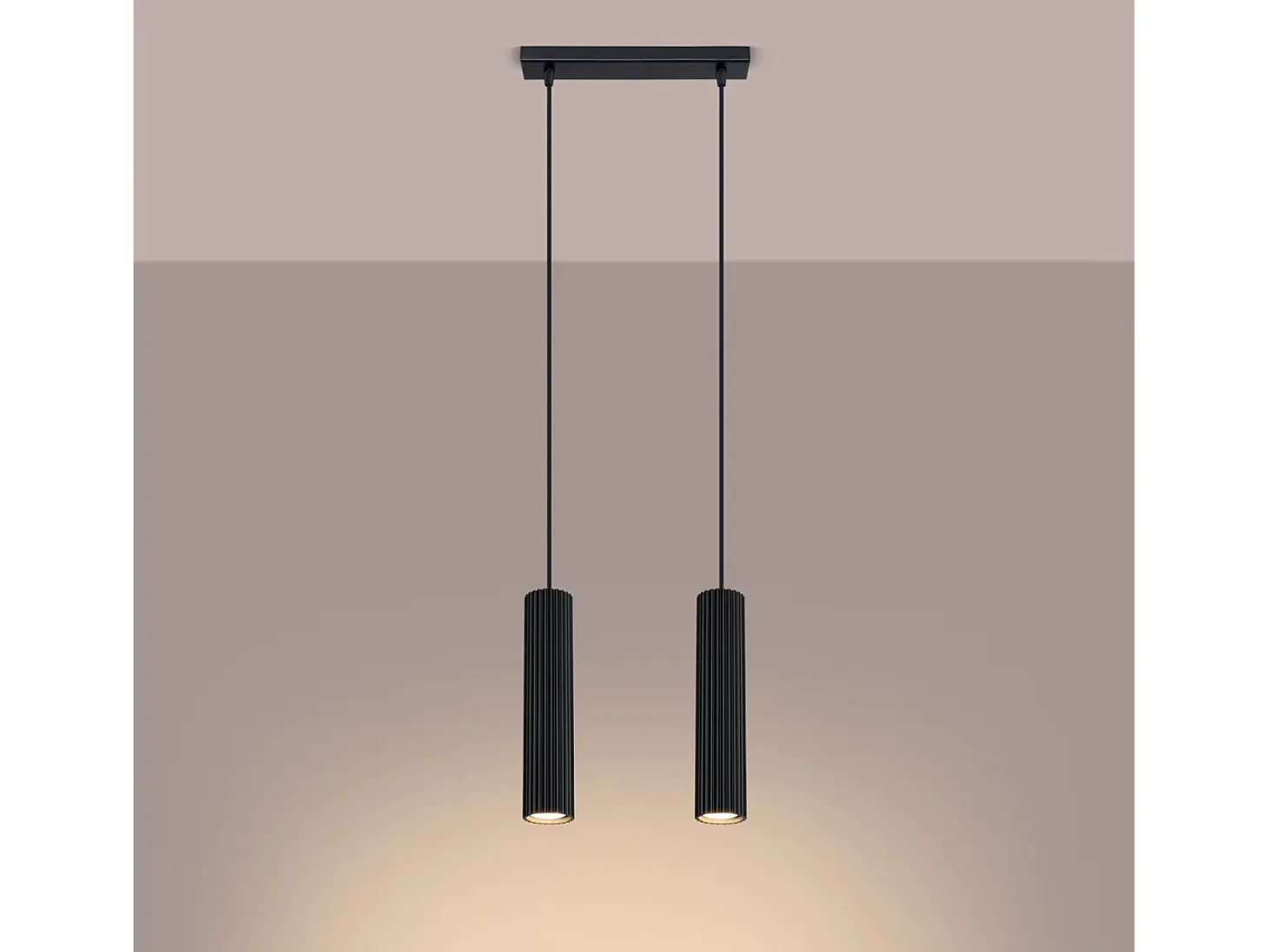 Lámpara colgante Gloow minimalista de aluminio - 2 fuentes luminosas 4000K - L.30 x A.90 cm - negro