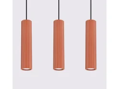 Lámpara colgante Gloow minimalista de aluminio - 3 fuentes luminosas 3000K - L.45 x A.98 cm - ocre rojo