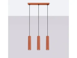 Lámpara colgante Gloow minimalista de aluminio - 3 fuentes luminosas 3000K - L.45 x A.98 cm - ocre rojo