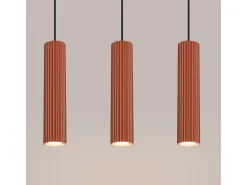 Lámpara colgante Gloow minimalista de aluminio - 3 fuentes luminosas 3000K - L.45 x A.98 cm - ocre rojo