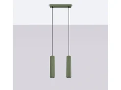 Lámpara colgante Gloow minimalista de aluminio - 2 fuentes luminosas 3000K - L.30 x A.90 cm - verde oliva