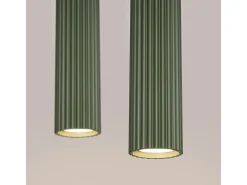 Lámpara colgante Gloow minimalista de aluminio - 2 fuentes luminosas 3000K - L.30 x A.90 cm - verde oliva