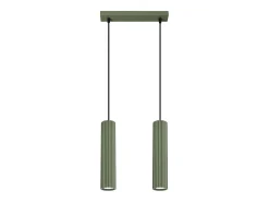 Lámpara colgante Gloow minimalista de aluminio - 2 fuentes luminosas 3000K - L.30 x A.90 cm - verde oliva