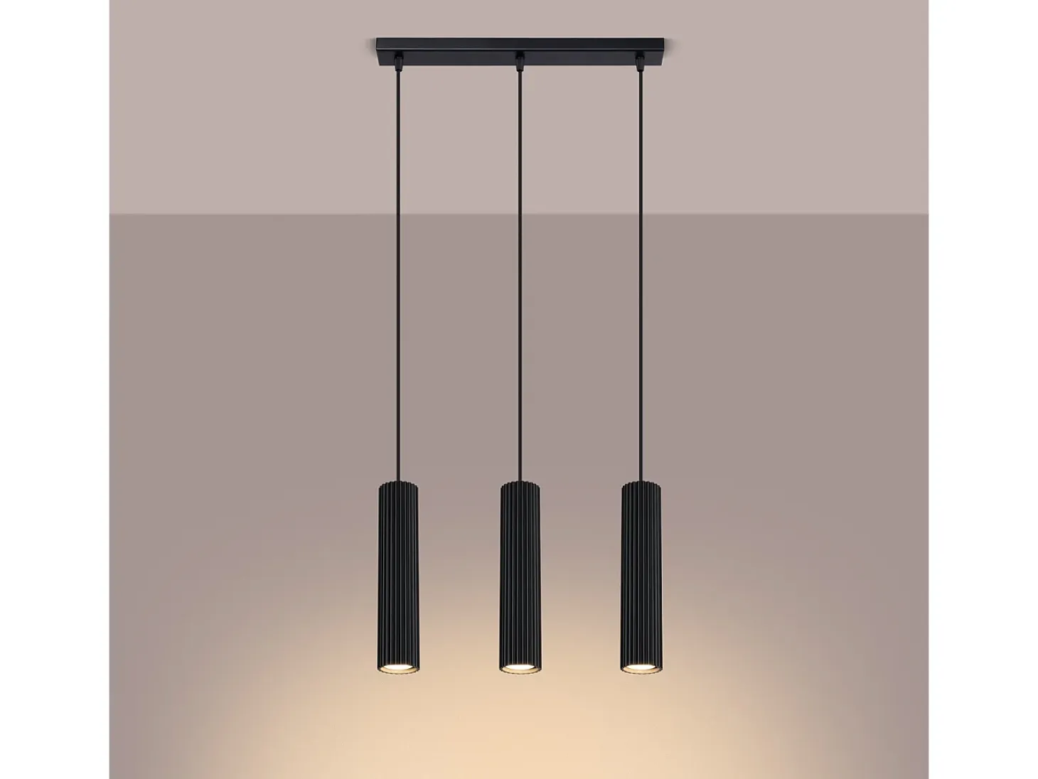Lámpara colgante Gloow minimalista de aluminio - 3 fuentes luminosas 4000K - L.45 x A.98 cm - negro
