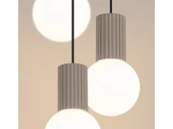 Lámpara Colgante Halo Moderno De Aluminio/Vidrio - 3 Fuentes Luminosas - L.25 X A.125 Cm - Gris Pardo