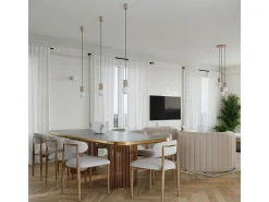 Lámpara Colgante Halo Moderno De Aluminio/Vidrio - 3 Fuentes Luminosas - L.25 X A.125 Cm - Gris Pardo