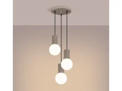 Lámpara Colgante Halo Moderno De Aluminio/Vidrio - 3 Fuentes Luminosas - L.25 X A.125 Cm - Gris Pardo