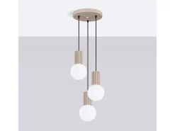 Lámpara Colgante Halo Moderno De Aluminio/Vidrio - 3 Fuentes Luminosas - L.25 X A.125 Cm - Gris Pardo