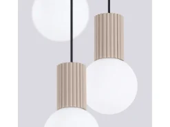 Lámpara Colgante Halo Moderno De Aluminio/Vidrio - 3 Fuentes Luminosas - L.25 X A.125 Cm - Gris Pardo