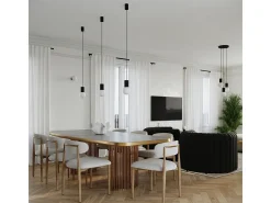 Lámpara Colgante Halo Moderno De Aluminio/Vidrio - 1 Fuentes Luminosas - L.12 X A.120 Cm - Negro
