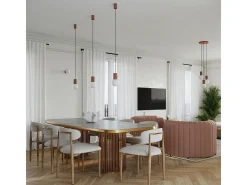 Lámpara Colgante Halo Moderno De Aluminio/Vidrio - 3 Fuentes Luminosas - L.25 X A.125 Cm - Moca