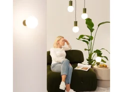 Lámpara Colgante Halo Moderno De Aluminio/Vidrio - 3 Fuentes Luminosas - L.25 X A.125 Cm - Verde Oliva