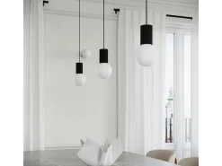 Lámpara Colgante Halo Moderno De Aluminio/Vidrio - 3 Fuentes Luminosas - L.25 X A.125 Cm - Negro