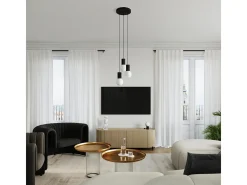 Lámpara Colgante Halo Moderno De Aluminio/Vidrio - 3 Fuentes Luminosas - L.25 X A.125 Cm - Negro