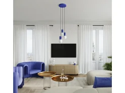 Lámpara Colgante Halo Moderno De Aluminio/Vidrio - 3 Fuentes Luminosas - L.25 X A.125 Cm - Ultramarino