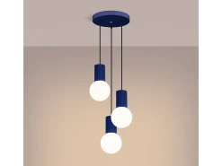 Lámpara Colgante Halo Moderno De Aluminio/Vidrio - 3 Fuentes Luminosas - L.25 X A.125 Cm - Ultramarino