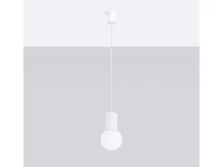 Lámpara Colgante Halo Moderno De Aluminio/Vidrio - 1 Fuentes Luminosas - L.12 X A.120 Cm - Blanco