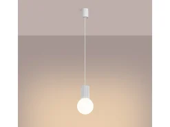 Lámpara Colgante Halo Moderno De Aluminio/Vidrio - 1 Fuentes Luminosas - L.12 X A.120 Cm - Blanco