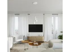 Lámpara Colgante Halo Moderno De Aluminio/Vidrio - 1 Fuentes Luminosas - L.12 X A.120 Cm - Blanco