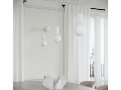 Lámpara Colgante Halo Moderno De Aluminio/Vidrio - 1 Fuentes Luminosas - L.12 X A.120 Cm - Blanco