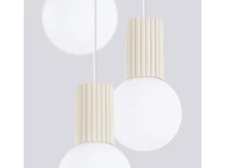 Lámpara Colgante Halo Moderno De Aluminio/Vidrio - 3 Fuentes Luminosas - L.25 X A.125 Cm - Beige